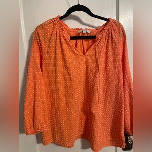 LOFT Bright Orange Textured Peasant Tunic